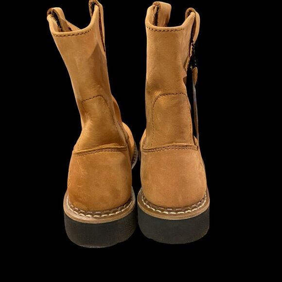 Georgia Boots GB202 Kid's Wellington Round Toe Leather Brown Work Boot Size 4 - Picture 4 of 9